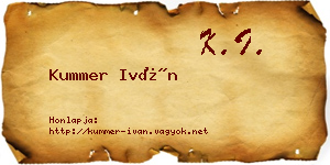 Kummer Iván névjegykártya